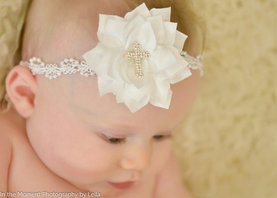 Baby /& Kinder Haarband Stirnband Kopfband NEU Taufe Schleife Haarschmuck Weiß