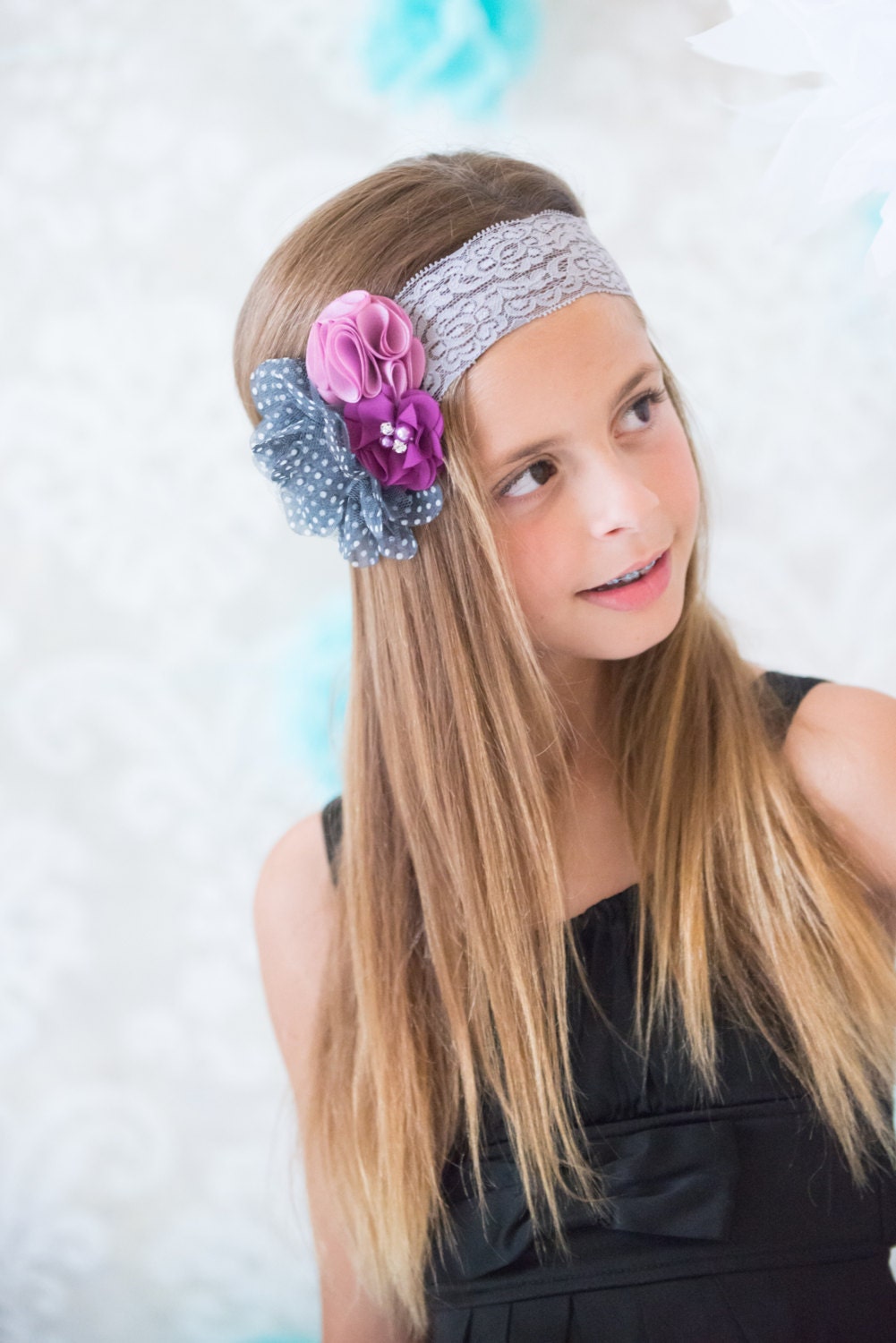 Grey Wine Headband Wine Mauve Headband Flower Girl Headband Etsy