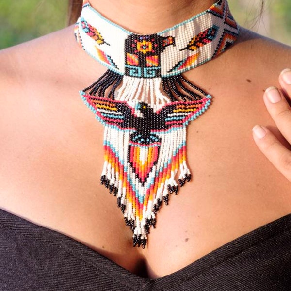 Collier ras de cou aigle aztèque Huitzilopochtli