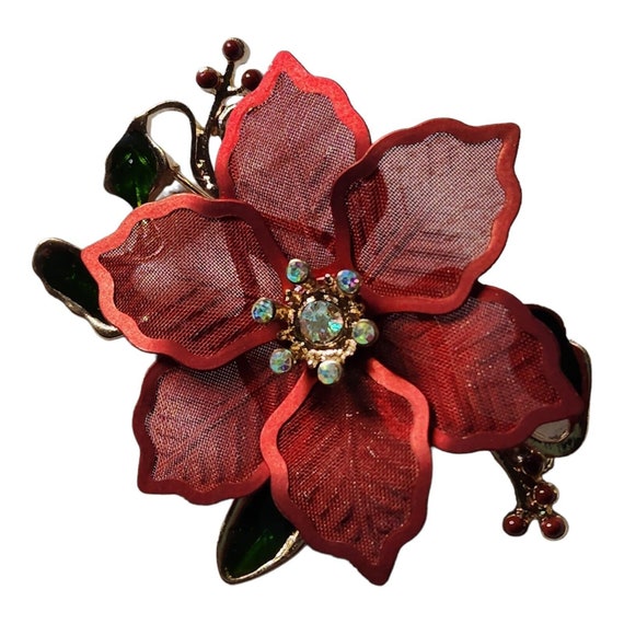 Kenneth Cole Poinsettia Christmas Brooch KC