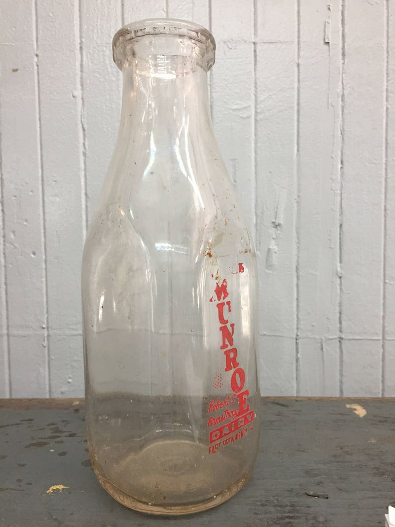 Vintage Milk Bottle Munroe Dairy Providence Rhode Island Etsy