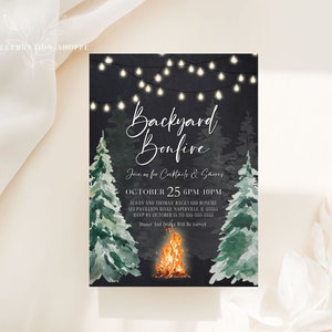 Fall Backyard Bonfire Invitation Template Winter Printable Bonfire Invitation Smores Bonfire Invitation Bonfire Birthday Party Invitation BF