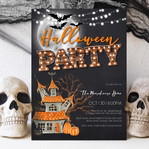 EDITABLE Halloween Invitation Halloween Bash Costume Party - Etsy