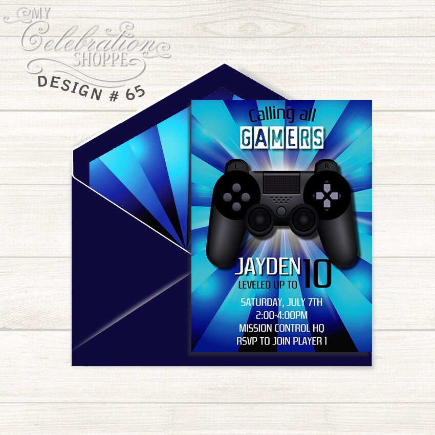 Gamer Birthday Invitation Gamer Birthday Invitation Video Etsy