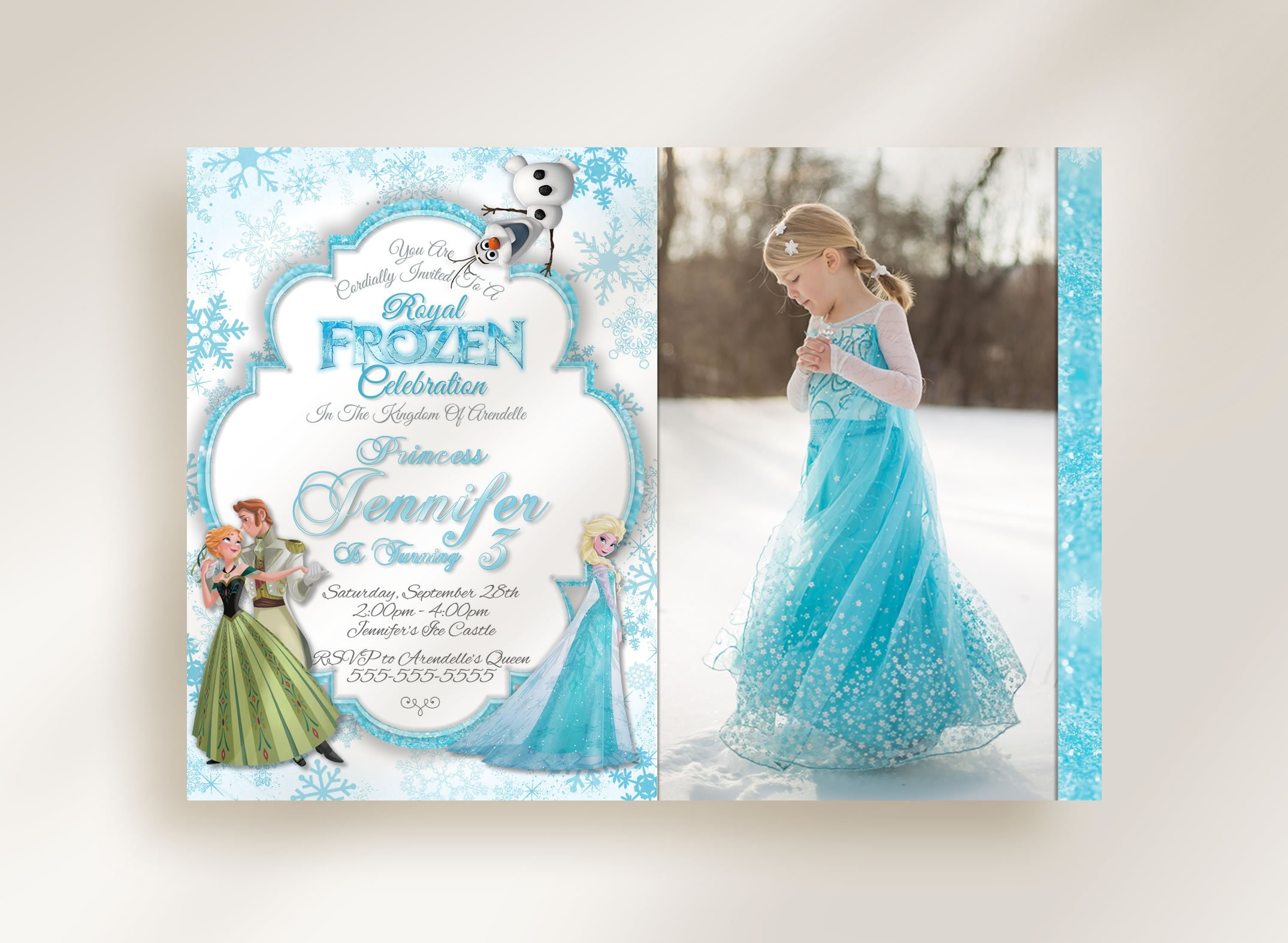 Princesses Frozen Party Digital Birthday Invitation EDITABLE -  Norway