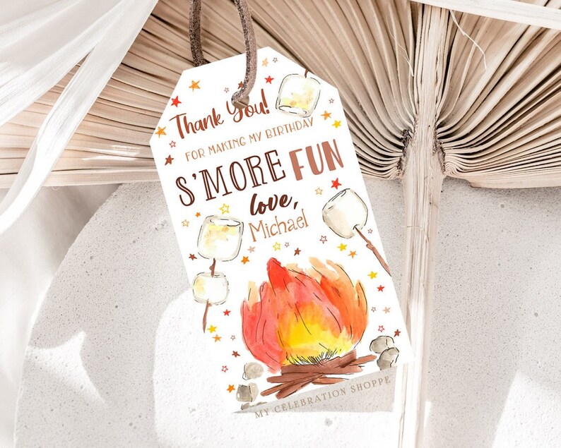 Smores Birthday Thank You Tags Templates Favor Tags Printable - Etsy