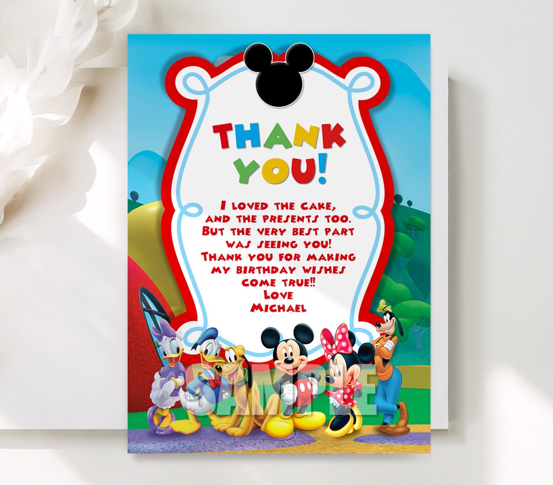 Mickey Mouse Clubhouse Thank You Card Template Printable Clubhouse ...