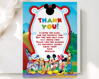 Mickey Mouse Clubhouse Thank You Card Chalkboard Pink Mickey Mouse ...