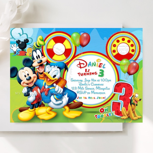 Mickey Mouse Clubhouse Invitation Printable Mickey Mouse Clubhouse Birthday Party Invitations Clubhouse Invite Donald Duck Pluto MM1 M9