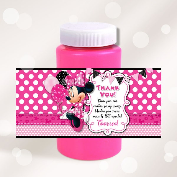 Minnie Mouse Bubbles Wrapper Light Pink Minnie Mouse Bubbles Label Printable Lt Pink Bubble Wrappers Pink Minnie Mouse Party Favors Decor M3