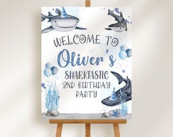 EDITABLE Shark Welcome Sign Template, Printable Shark Birthday Welcome Sign, Shark Birthday Party Decor, Shark Party, Instant Download SHK