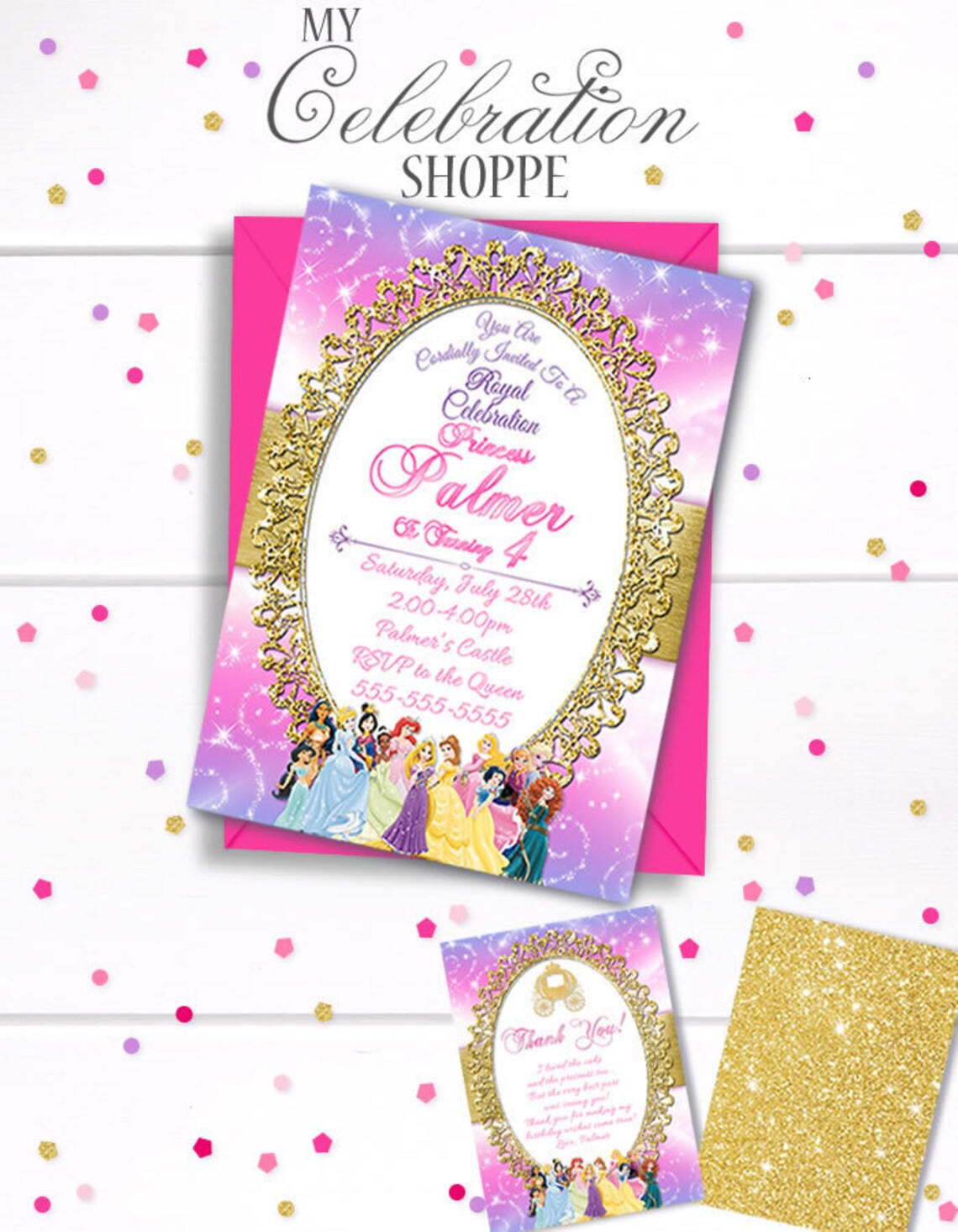 Princess Invitation Princess Birthday Party Invitation All | Etsy