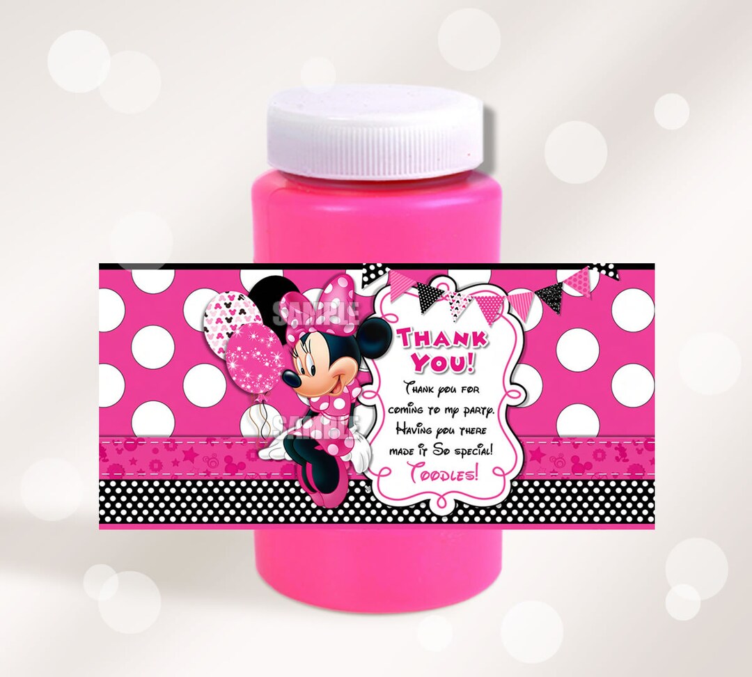 Minnie Mouse Bubbles Wrapper Pink Minnie Mouse Bubbles Label Printable Pink Bubble Wrappers Pink ...