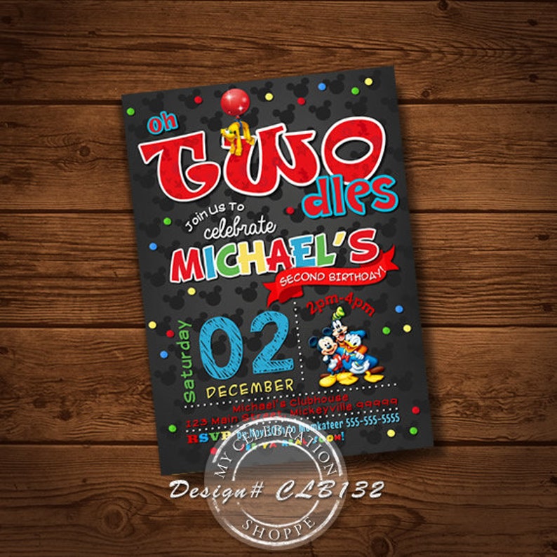 Mickey Mouse Invitation Etsy