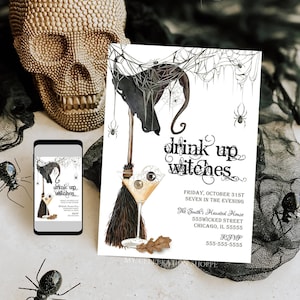 Drink Up Witches Halloween Invitations, Boos and Booze Invitations Halloween Party Invite Drink Up Witches Invites Instant Download AH