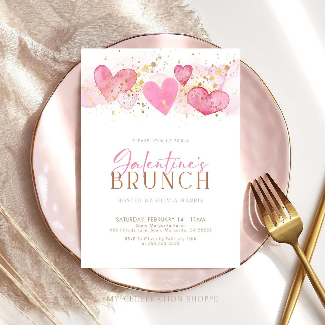 Editable Galentine Brunch Invitation Watercolor Brunch Invite - Etsy