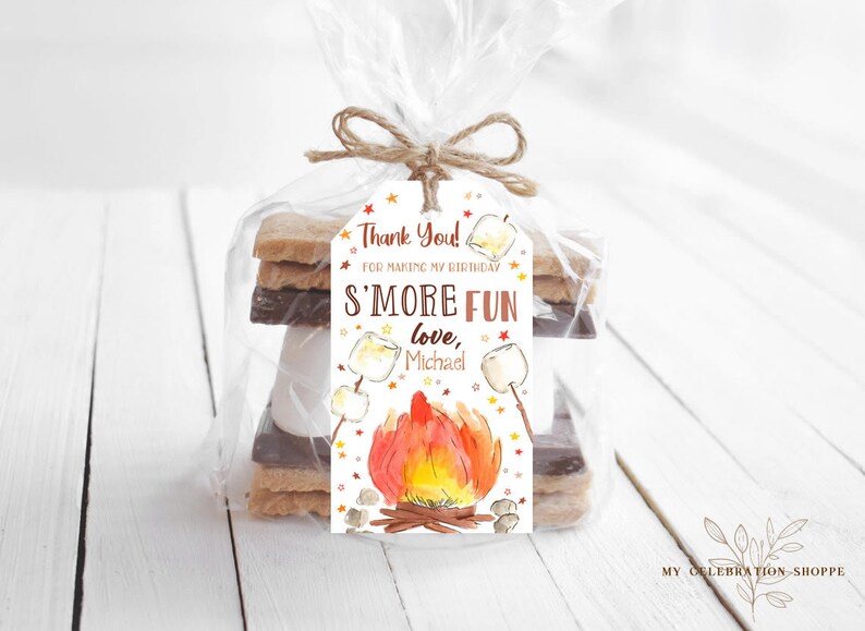Smores Birthday Thank You Tags Templates Favor Tags Printable - Etsy
