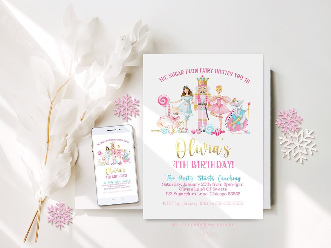 Editable Nutcracker Birthday Invitation Ballet Christmas Birthday ...