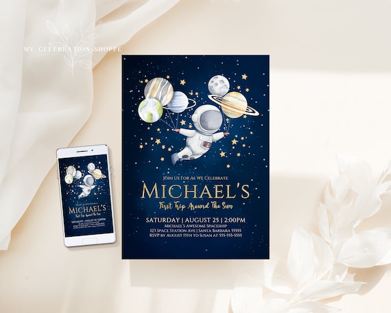 Space Invitation Birthday Template Printable Editable First - Etsy