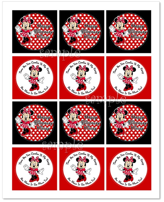 Items similar to Personalized MINNIE MOUSE Party Circles - Minnie Mouse ...