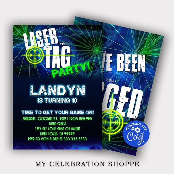Glow Birthday / Laser Tag / Laser Party / Laser Tag Invitation / Birthday / Birthday Invitation / Invitation / Glow / Laser /  Teen / kids