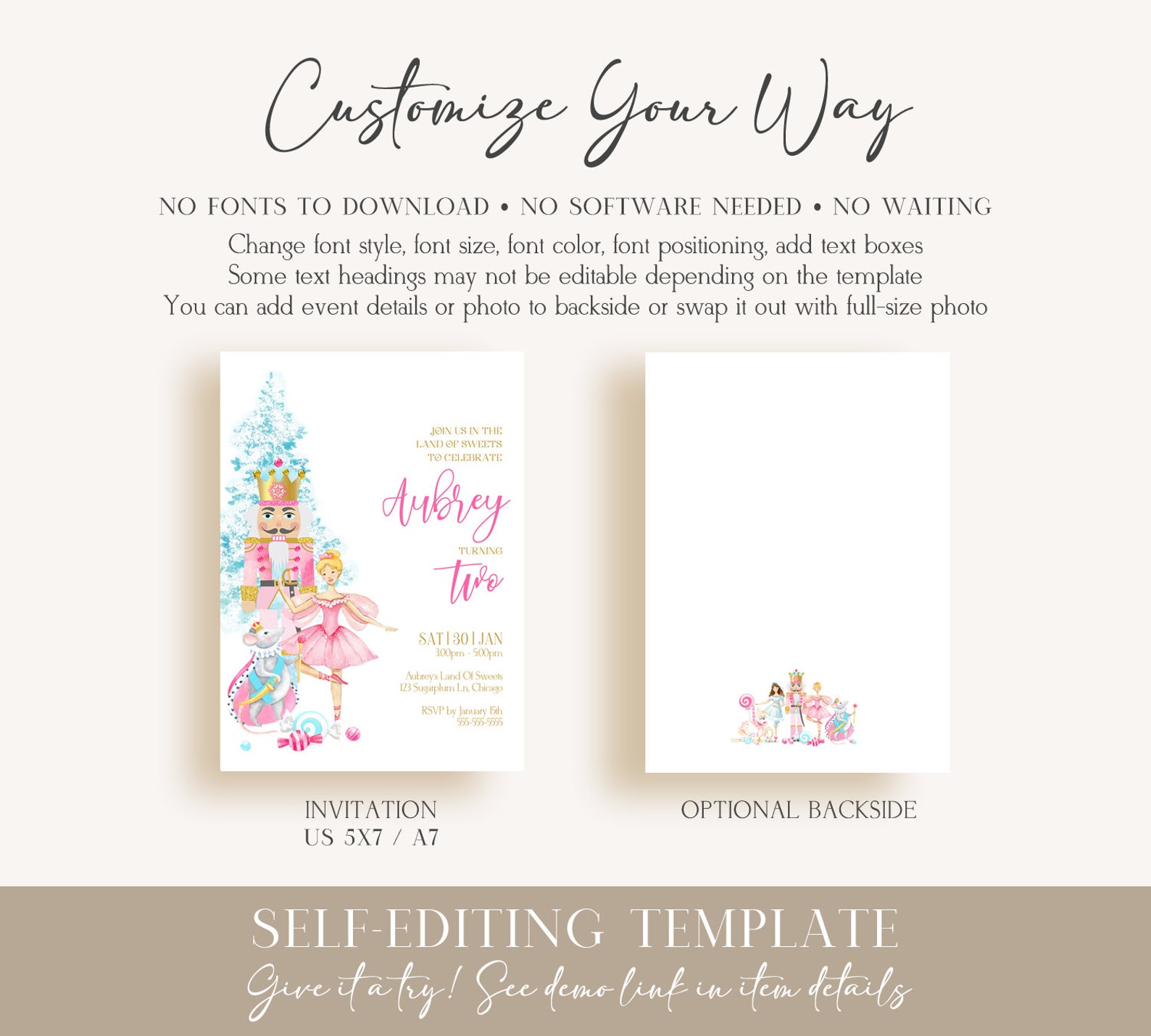Nutcracker Birthday Invitation Template Editable Printable - Etsy