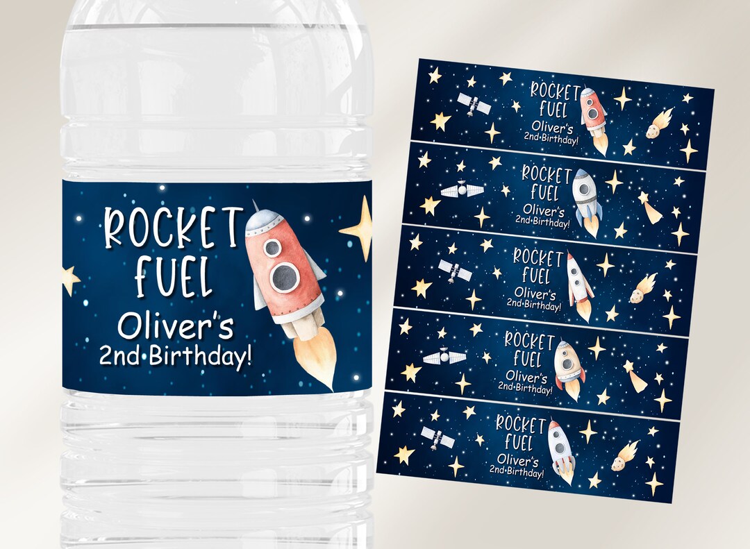 Outer Space Water Bottle Wrappers Template Editable Printable Galaxy