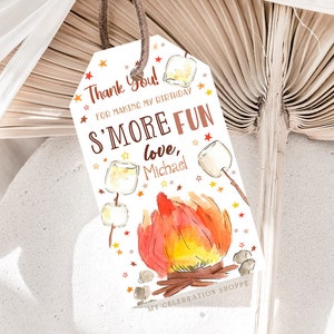 Smores Birthday Thank You Tags Template Favor Tags Printable - Etsy