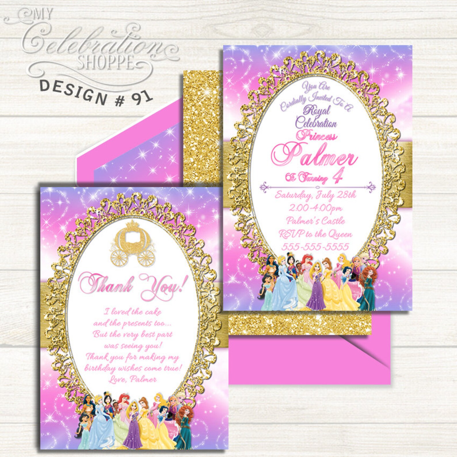 Princess Invitation Princess Birthday Party Invitation All | Etsy