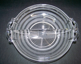 Divided Condiment Bowl, Etched, Depression Glass - Manganese Glass   ---   #C140342