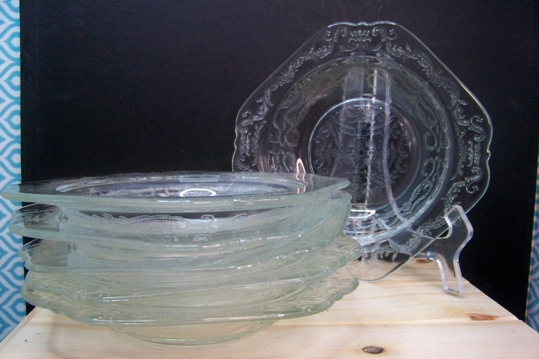 7 Inch Rim Soup Bowl Madrid Design Depression Era Clear Etsy