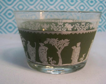 Mid-Century Must Have! - Hellenic Green Design, 2 1/2 Inch Flat Sherbet,  by Jeannette - *Set Of Five! (5)   ---   #C140274