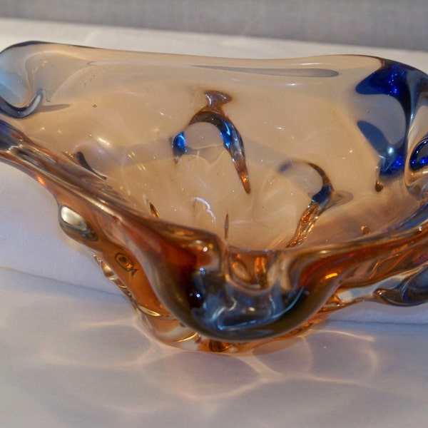 Mid-Century Murano Sculptural Ashtray Broze and Coblat Blue  ---  C140014