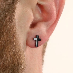 Men's Earring - Cross Stud Earring - Stainless Steel Earrings for Men - Modern Out