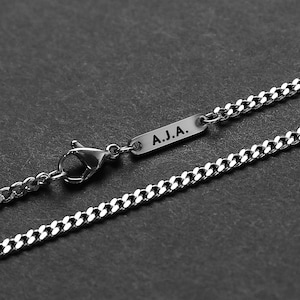 Personalized Chain Men's Cuban Chain Necklace Stainless Steel Chain Waterproof Jewelry Necklace by Modern Out Add engraved tag