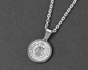 Saint Benedict Small Amulet Necklace - Men's Necklace - Religious Necklace - Pendant Necklace - Christian Necklace by Modern Out