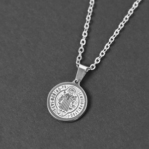 Saint Benedict Small Amulet Necklace - Men&#39;s Necklace - Religious Necklace - Pendant Necklace - Christian Necklace by Modern Out