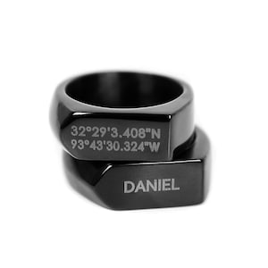 Black Direct Ring - Men&#39;s Ring - Men&#39;s Engraved Ring - Stainless Steel Ring - Men&#39;s Jewelry - Black Rings for Men by Modern Out