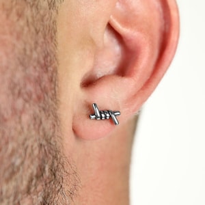 Men&#39;s Earring - Barbed Wire Stud Earring - Stainless Steel Earrings for Men - Modern Out