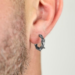 Men's Earring - Thorn Hoop Earring - Stainless Steel Earrings for Men - Modern Out