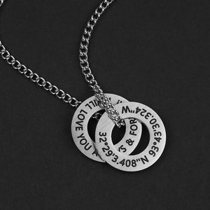 Custom Circle Necklace - Men's Necklace - 22mm Washer Necklace - Matte Stainless Washer Necklace - Personalized Necklace by Modern Out