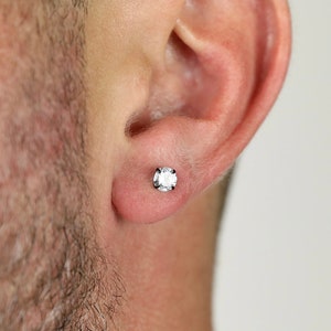 Men's Earring - Round CZ Stud Earring 5mm - Stainless Steel Earrings for Men - Modern Out