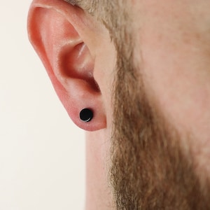 Mens black circle earrings top