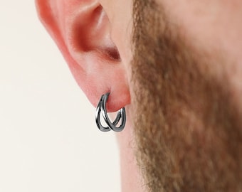Men's Earring - Duo Hoop Earring - Stainless Steel Earrings for Men - Modern Out