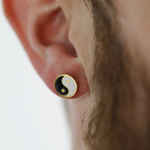 Men's Earring Yin and Yang Earrings Stainless Steel Etsy