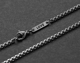 Personalized Chain - Men's Box Chain Necklace - 3mm Stainless Steel Chain - Waterproof Jewelry - Necklace by Modern Out