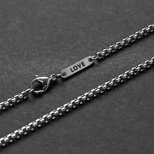 Personalized Chain - Men's Box Chain Necklace - 3mm Stainless Steel Chain - Waterproof Jewelry - Necklace by Modern Out