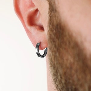 Men's Earring Sleek Hoop Earring Stainless Steel Earrings for Men Modern Out image 1