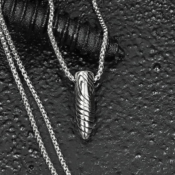 Men's Necklace - Bullet Grain Necklace - Stainless Steel Necklace - Necklace for Men - Waterproof Necklace by Modern Out