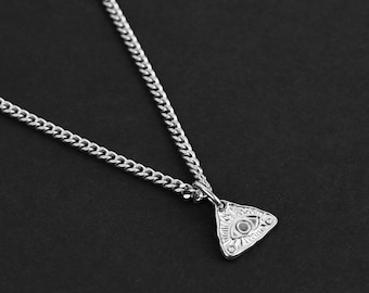 Nazar Triangle Amulet - Men's Necklace - Waterproof Stainless Steel Pendant